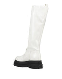 RRP €142 UNLACE Knee Boots US9 UK6 EU39 White Varnished Lug Sole gallery photo number 4