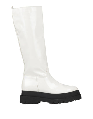 RRP €142 UNLACE Knee Boots US8 UK5 EU38 White Varnished Lug Sole