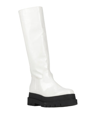 RRP €142 UNLACE Knee Boots US8 UK5 EU38 White Varnished Lug Sole