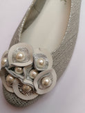 THE FLEXX Leather Ballerina Shoes US6.5 EU37.5 UK4.5 Metallic Faux Pearls gallery photo number 4