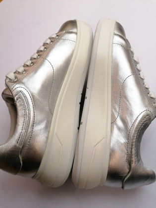 RRP€275 EMPORIO ARMANI Leather Sneakers US7 EU38 UK5 Metallic Padded Topline gallery photo number 9