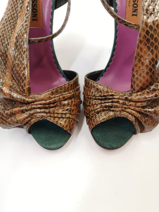 RRP€800 MISSONI Snakeskin & Leather Slingback Sandals US8 EU38 UK5 Ruffle Trim gallery photo number 10