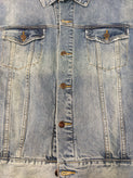 RRP €430 ROSAMUND MOISELLE Denim Jacket US8 FR40 L Patched 'KISS MY ATTITUDE' gallery photo number 9
