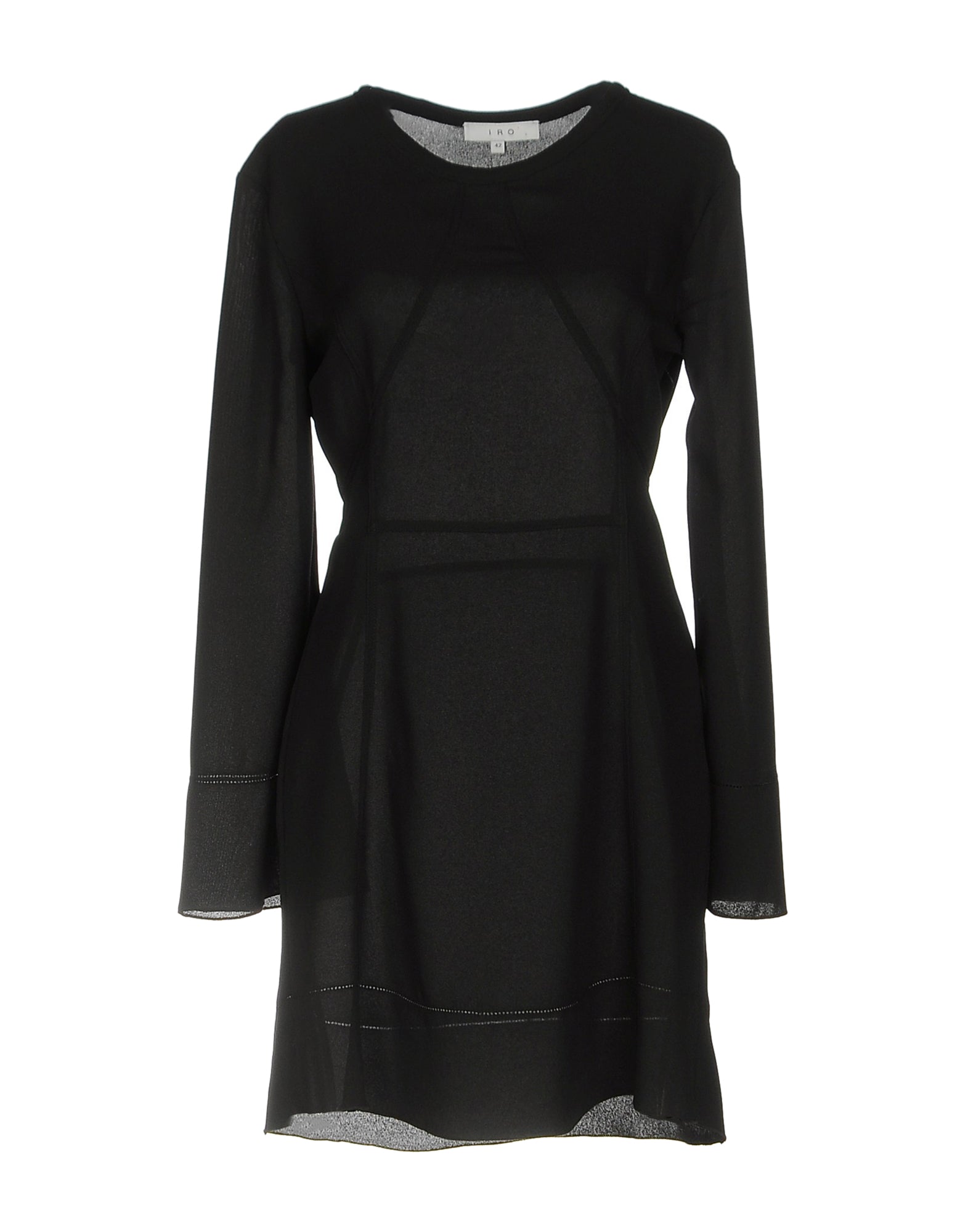 RRP €315 IRO Crepe A-Line Dress Size 36 / S Black Unlined Pleated Long Sleeve gallery main photo