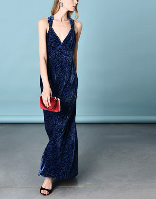 RRP€190 8 Devore Maxi A-Line Dress US8 IT44 L Gathered Partly Lined V Neck