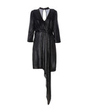 RRP €260 ANNARITA N Asymmetric Hem Dress Size IT 42 Shiny Wrap Front Open Back gallery photo number 3