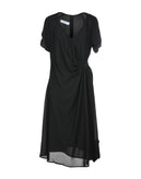 KAOS Crepe Wrap Dress Size IT 40 Black Elasticated Insert Pleated Made in Italy gallery photo number 1