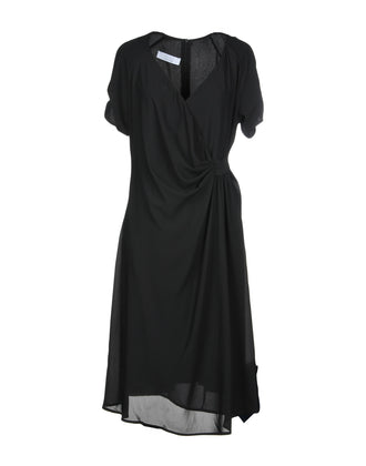 KAOS Crepe Wrap Dress Size IT 40 Black Elasticated Insert Pleated Made in Italy gallery photo number 1