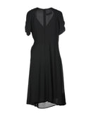 KAOS Crepe Wrap Dress Size IT 40 Black Elasticated Insert Pleated Made in Italy gallery photo number 2
