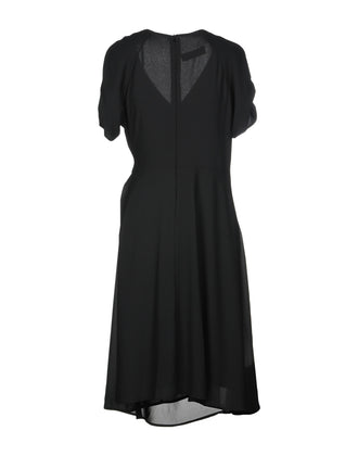 KAOS Crepe Wrap Dress Size IT 40 Black Elasticated Insert Pleated Made in Italy gallery photo number 2