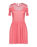 BETTY BLUE Flared Dress Size IT 46 Lace Bow Gathered Round Neck Made in Italy gallery photo number 1