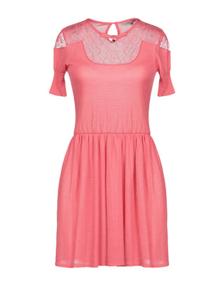 BETTY BLUE Flared Dress Size IT 46 Lace Bow Gathered Round Neck Made in Italy