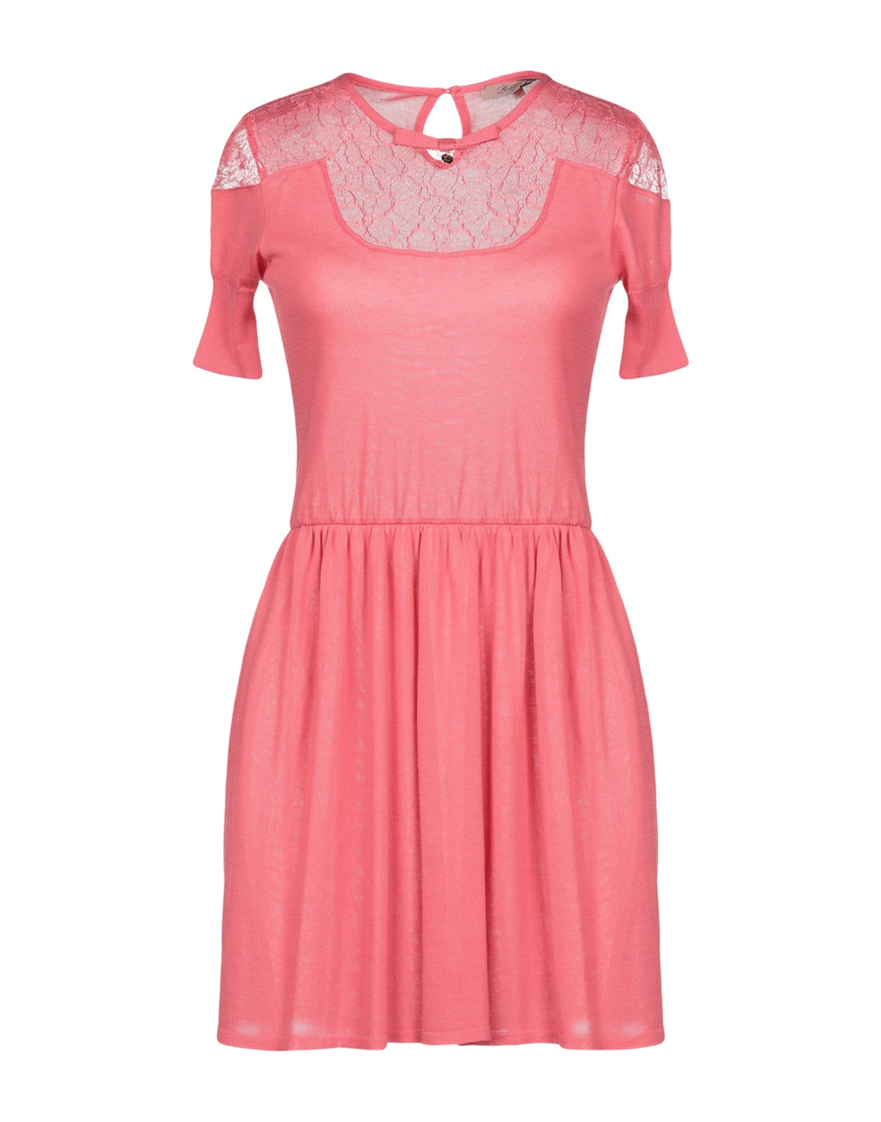 BETTY BLUE Flared Dress Size IT 46 Lace Bow Gathered Round Neck Made in Italy gallery main photo