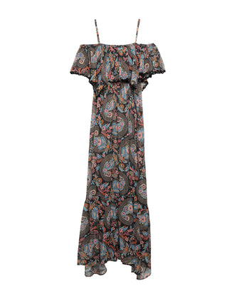 RRP €680 ANJUNA Maxi Flounce Dress Size M Paisley Cold Shoulders Made in Italy gallery photo number 2