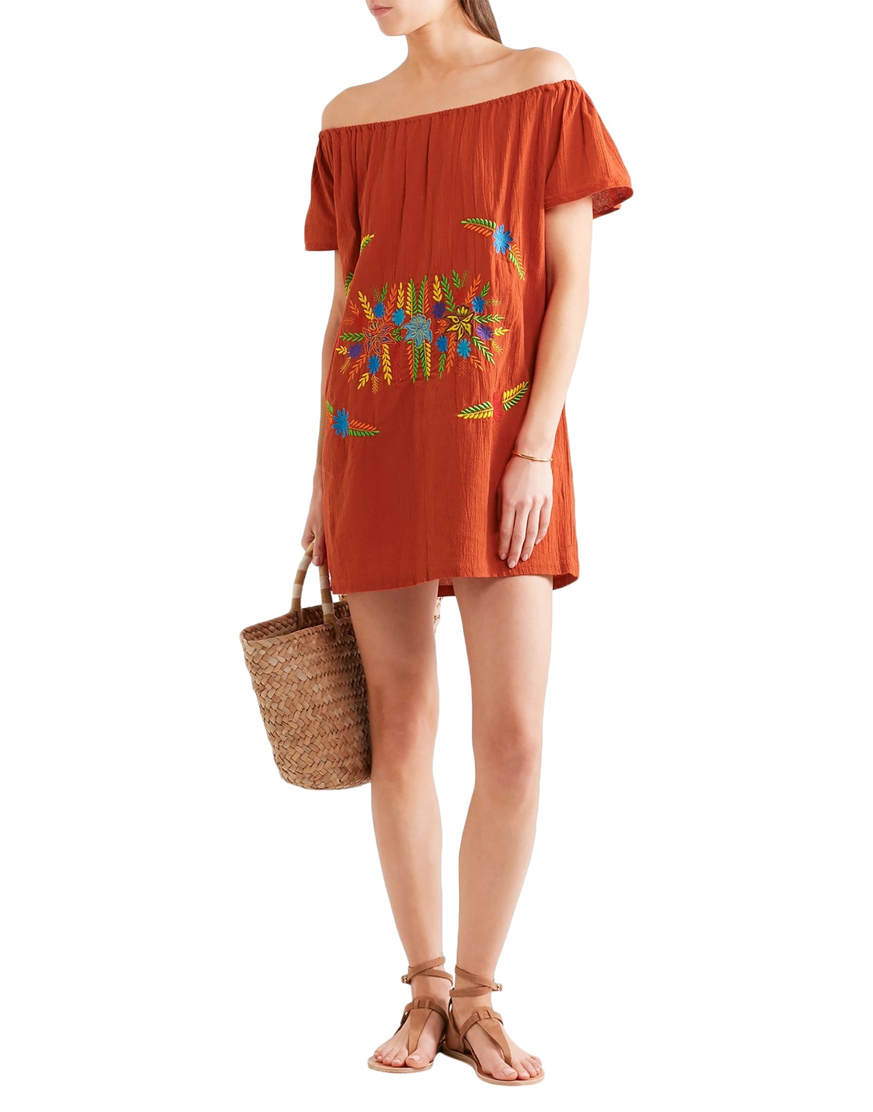 RRP €250 SENSI STUDIO Mini Beach Dress Size S Embroidered Flowers Off Shoulder gallery main photo