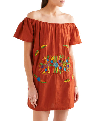 RRP €250 SENSI STUDIO Mini Beach Dress Size S Embroidered Flowers Off Shoulder