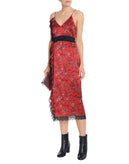 RRP €445 CINQ A SEPT Silk Empire Line Dress Size US 0 / XXS-XS Vermillion Ruffle gallery photo number 1