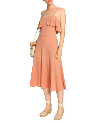 KAIN Midi Fit & Flare Dress Size L Ruffle Overlay Made in USA