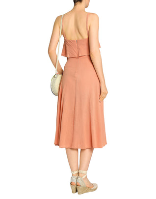 KAIN Midi Fit & Flare Dress Size L Ruffle Overlay Made in USA