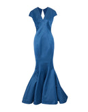 RRP€4285 ZAC POSEN Satin Evening Mermaid Gown Size US 8 M Train Back Made in USA gallery photo number 3