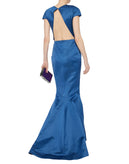 RRP€4285 ZAC POSEN Satin Evening Mermaid Gown Size US 8 M Train Back Made in USA gallery photo number 2