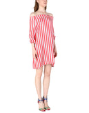 GAELLE PARIS Shift Dress Size 42 Striped Off Shoulder Made in Italy gallery photo number 1