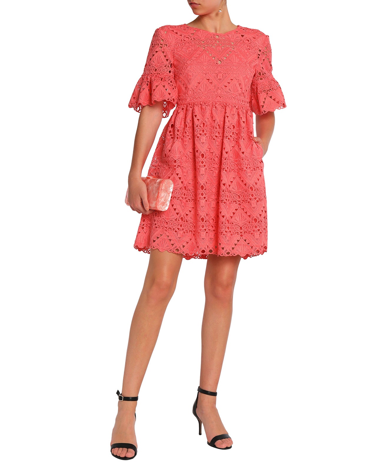 RRP €275 PERSEVERANCE Guipure Lace Smock Dress Size UK 10 Tie & Open Back gallery main photo