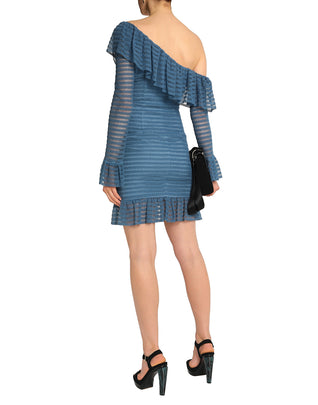 RRP €570 NICHOLAS Lace Flounce Dress Size US 6 / M Ruffle Zip Side One Shoulder