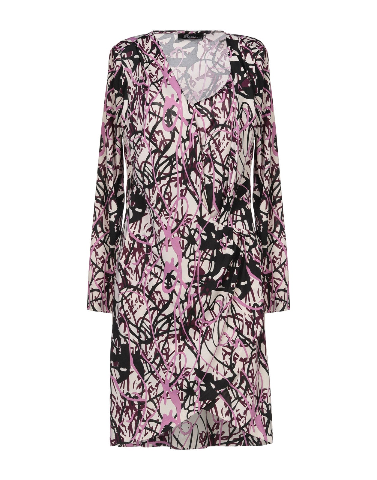 RIVIERA MILANO Shift Dress Size 42 Patterned Wrap Style Made in Italy gallery main photo