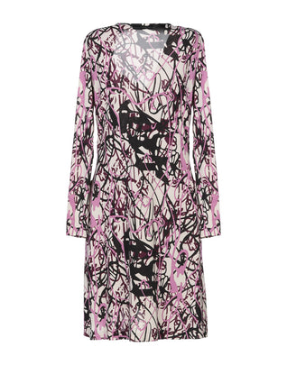 RIVIERA MILANO Shift Dress Size 42 Patterned Wrap Style Made in Italy