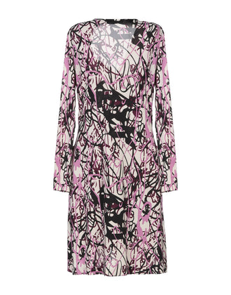 RIVIERA MILANO Shift Dress Size 42 Patterned Wrap Style Made in Italy gallery photo number 2