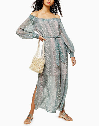 TOPSHOP Shift Dress Size UK 8 Snakeskin Pattern gallery photo number 1