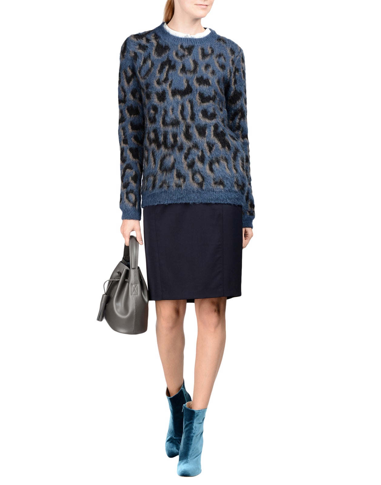 RRP €105 8 Pencil Skirt Size IT 40 / XS Wool Blend Split Back Made in Italy gallery main photo