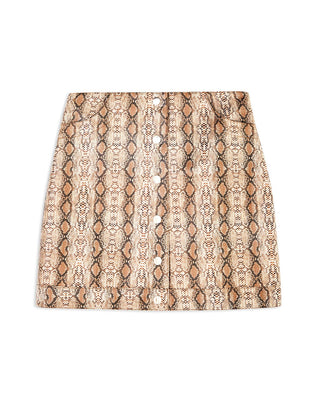 TOPSHOP Coated Fabric A-Line Skirt Size UK 10 Snakeskin Pattern