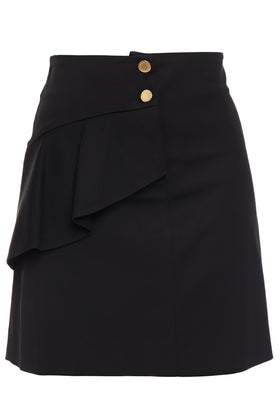 RRP €135 SANDRO Straight Skirt Size 2 M Stretch Black Unlined Ruffle Trim gallery photo number 3