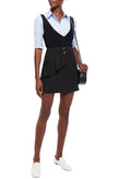 RRP €135 SANDRO Straight Skirt Size 2 M Stretch Black Unlined Ruffle Trim gallery photo number 1