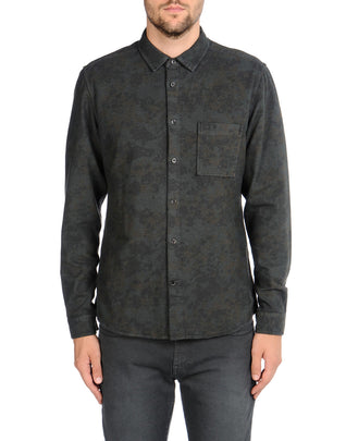 RRP€120 8 Flannel Shirt Size L Camouflage Round Hem Regular Collar Made in Italy