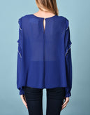 RRP €115 8 Top Blouse Size IT 38 Sheer Ruffle Trim gallery photo number 4