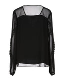 RRP €220 HAUTE HIPPIE Top Blouse Size M Lace Trim Partly Lined Lace Up Neck gallery photo number 2