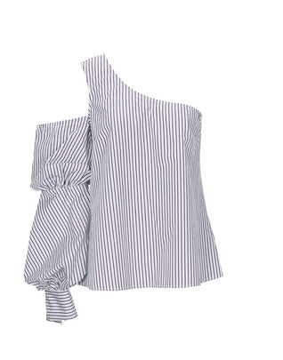 RRP €180 PETERSYN Top Blouse Size L Striped Single Sleeve Made in USA