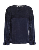 RRP €200 RAOUL Satin Top Blouse Size M Lace Long Sleeve Round Neck gallery photo number 3