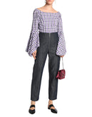 RRP €295 PETERSYN HARLAN Cropped Top Size S Plaid Flared Sleeves Made in USA gallery photo number 1