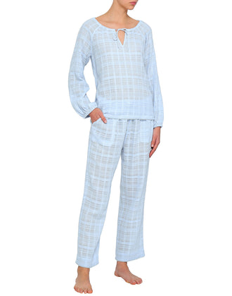RRP €110 SKIN Pyjama Top Size 2 / M Tartan Pom Poms Hem Slightly See Through gallery photo number 2