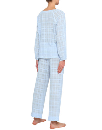 RRP €110 SKIN Pyjama Top Size 2 / M Tartan Pom Poms Hem Slightly See Through gallery photo number 3
