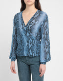 8 Wrap Top Size IT 40 / S Snakeskin Pattern Long Sleeve V-Neck Made in Italy gallery photo number 2