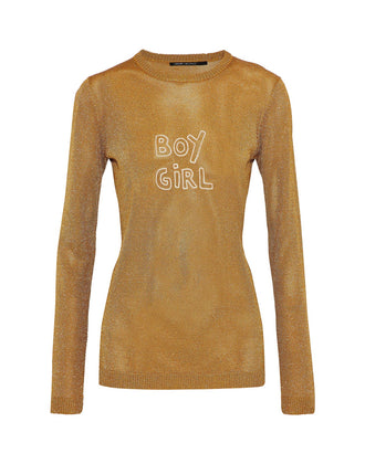 RRP €355 J BRAND x BELLA FREUD Lurex Jumper Size XS Embroidered 'BOY GIRL' gallery photo number 3