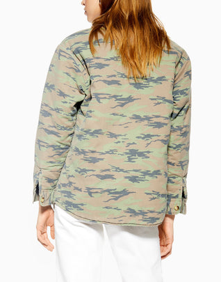 TOPSHOP Overshirt Size S Padded Camouflage Worn Look Regular Collar