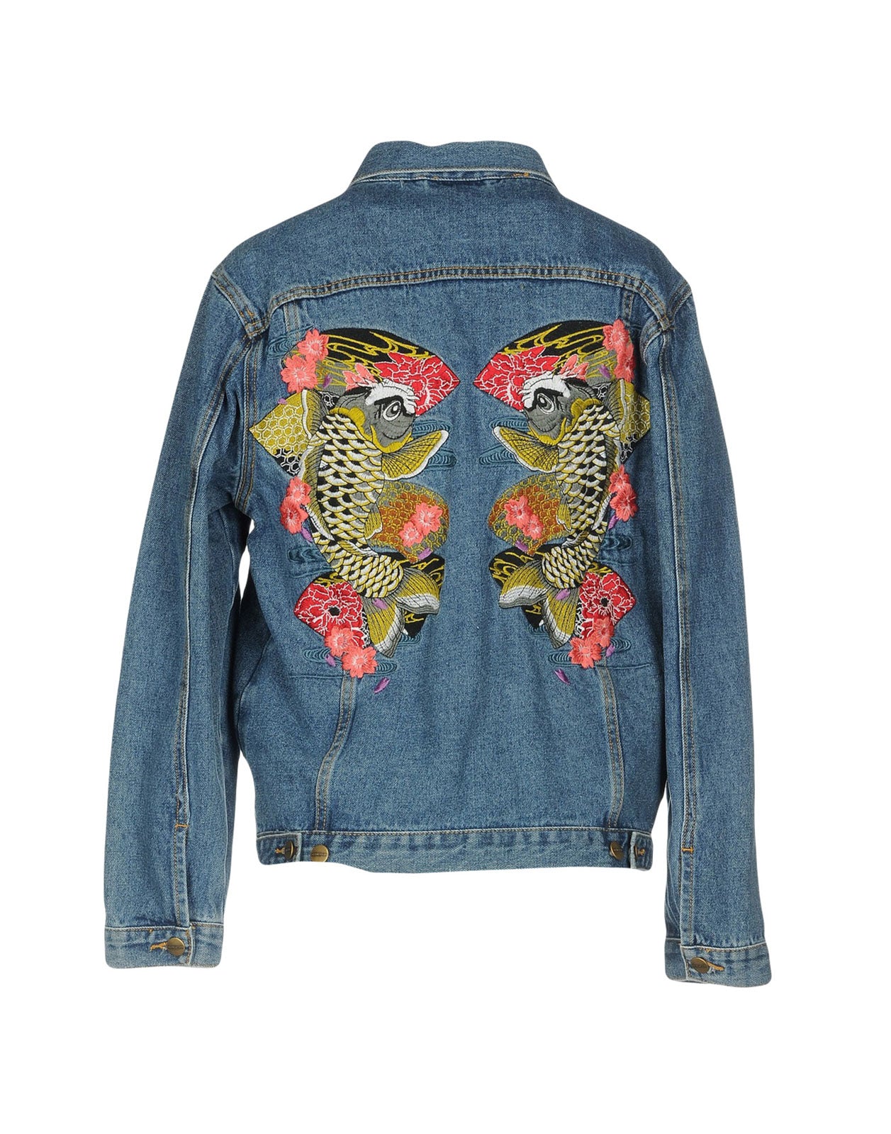 RRP €330 KENGSTAR Denim Jacket Size M Blue Faded Embroidered Fished Collared gallery main photo