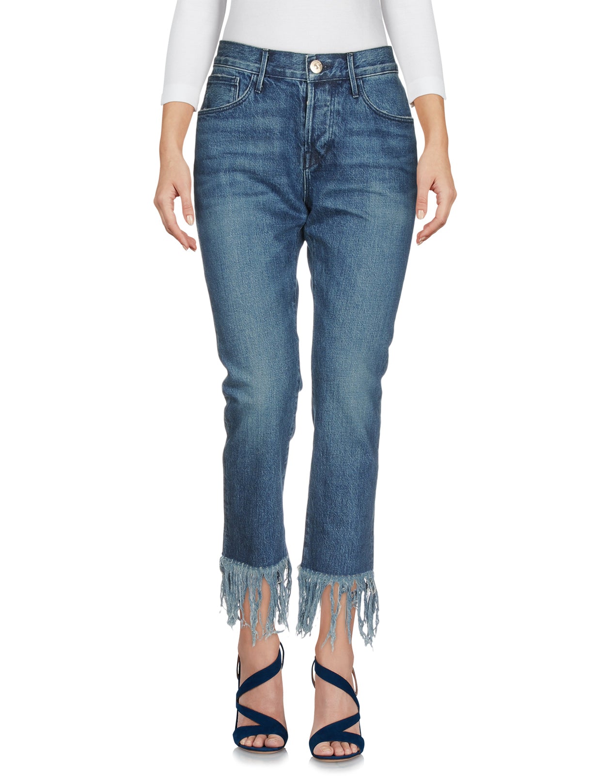 RRP €255 3X1 Jeans W25 Garment Dye Fringe Cuffs Straight Leg Cropped Made in USA gallery main photo