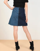 RRP €155 GEORGE J. LOVE Denim Patchwork A-Line Skirt W27 Frayed Hem gallery photo number 4